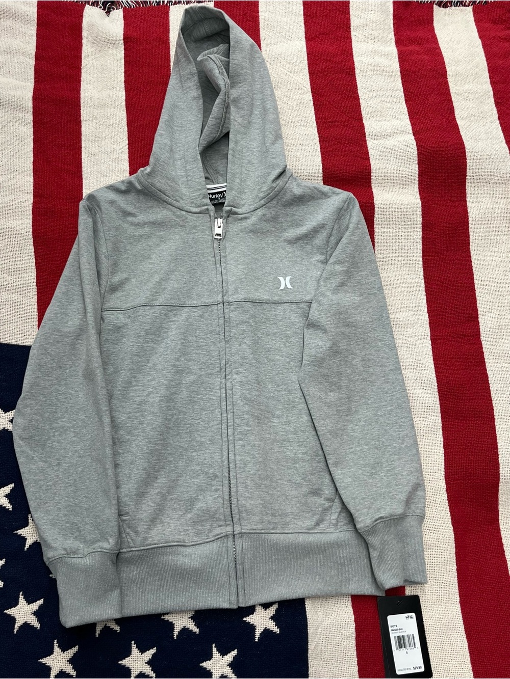 Hurley Heather Gray Kids Full-Zip Hoodie Size Small 8-10 New with Tags